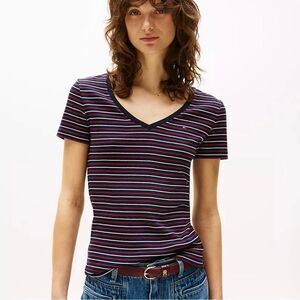 Tommy Hilfiger New Pink/Black Fitted Short Sleeve Tee